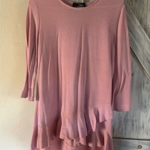 Pink Women's Top with Ruffle Hem